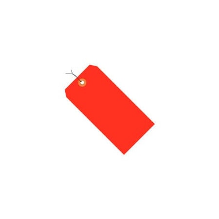 The Packaging Wholesalers Shipping Tags, Pre Wired, No 8, 6-1/4"L x 3-1/8"W, Fluorescent Red, 1000/Pack G12083C